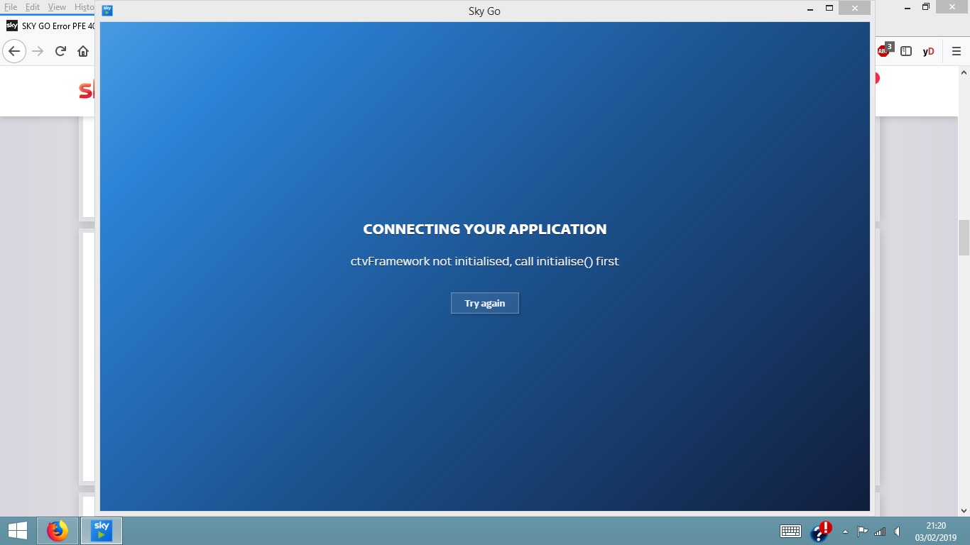 SKY GO Error PFE 4002 Sky Community