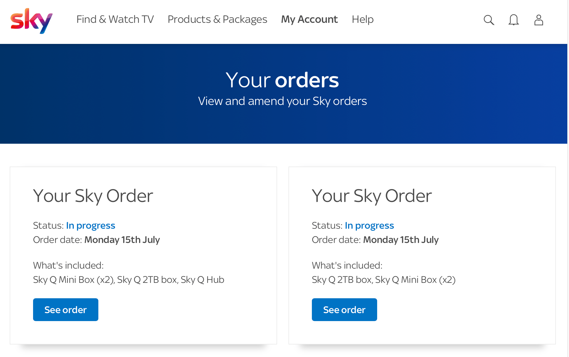 Intermittent Sky broadband