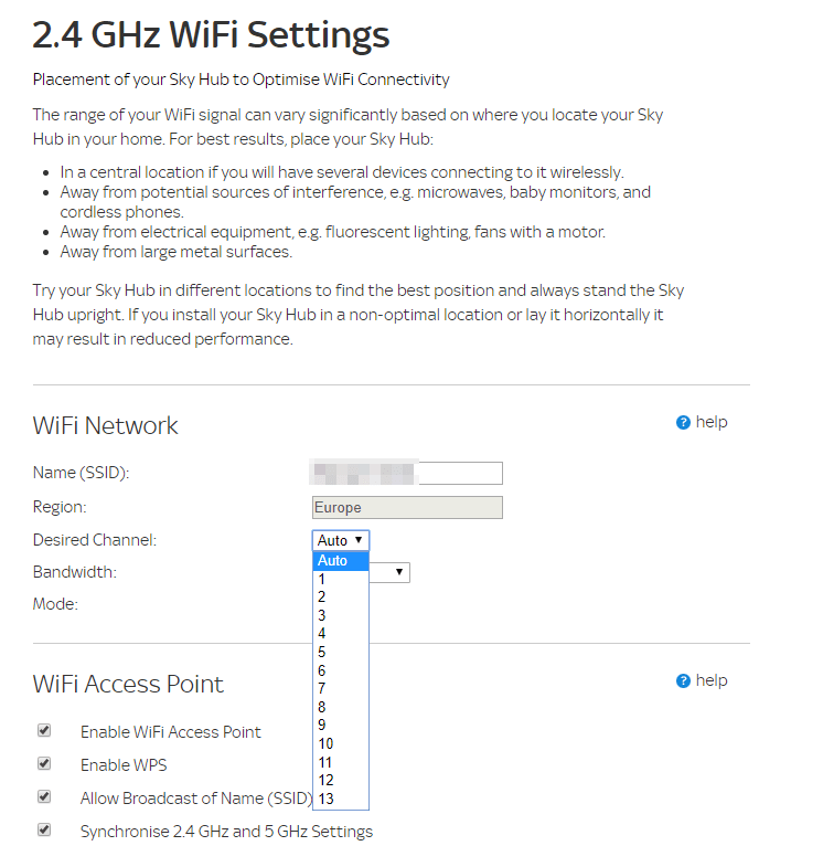 Answered How can I change the 5ghz wifi channels on the ne... Sky