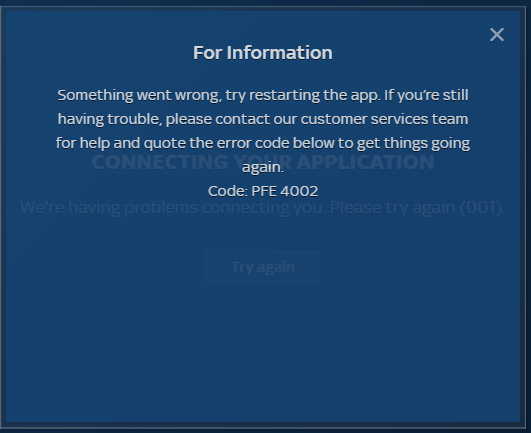 Answered SKY GO DESKTOP on Windows 10 constant error PFE 40... Sky