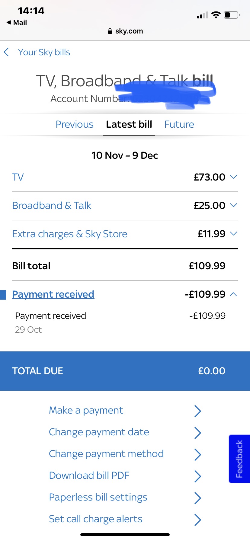 My sky bill Sky Community