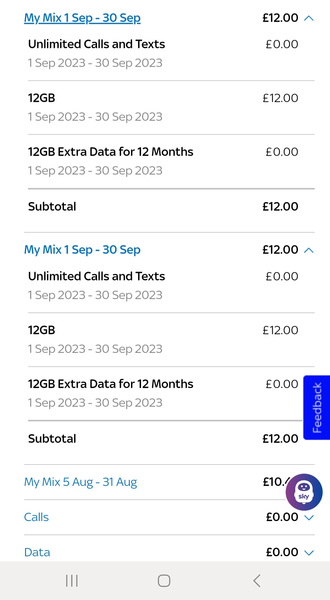 Double billing on mobile account Sky Community