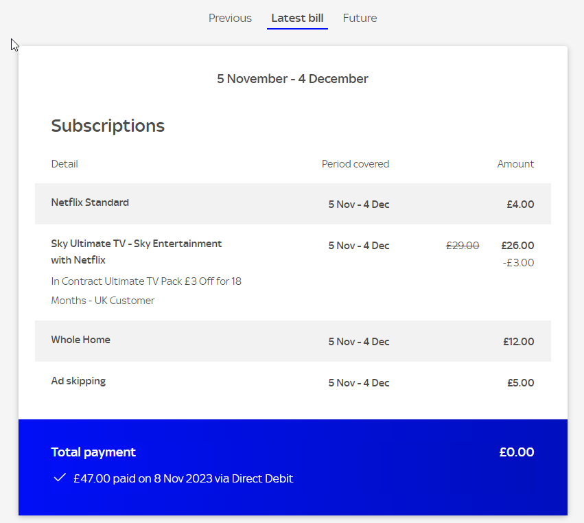 Answered Why are there 2 entries on my monthly bill for Net... Sky