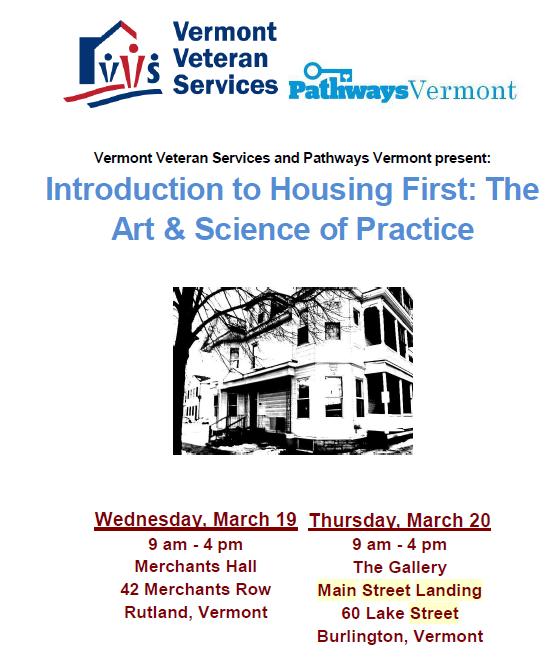 Housing First Training Events Happening Next Week in Rutland and