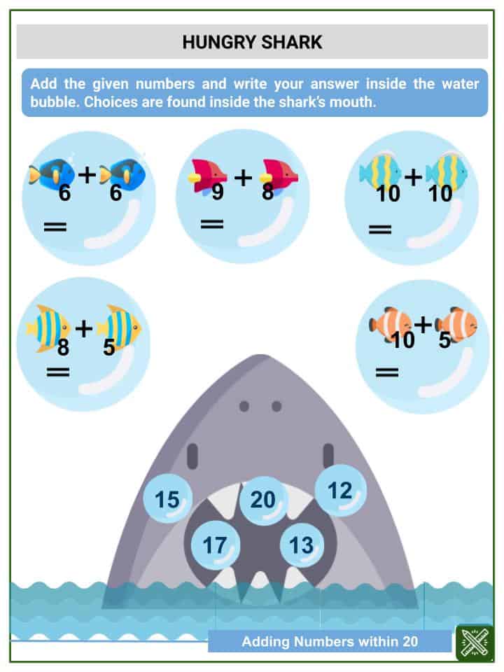 Adding Numbers within 20 1st Grade Math Worksheets Adding Numbers within 20 1st Grade Math Worksheets
