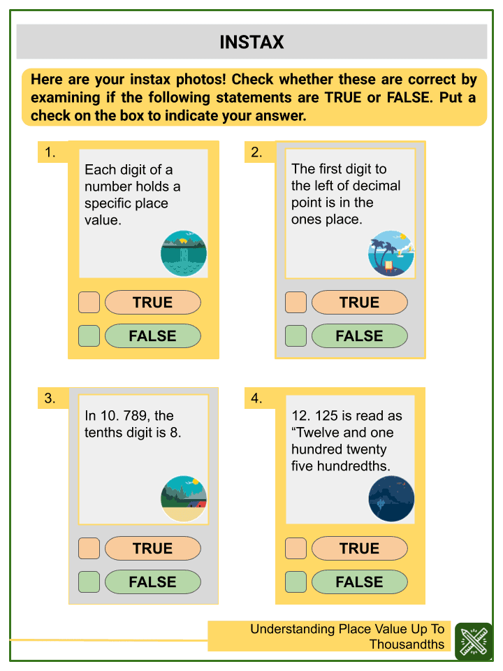 Understanding Place Value Up to Thousandths 5th Grade Worksheets