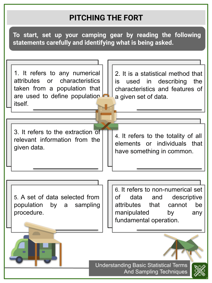 Understanding Basic Statistical Terms 7th Grade Math Worksheets