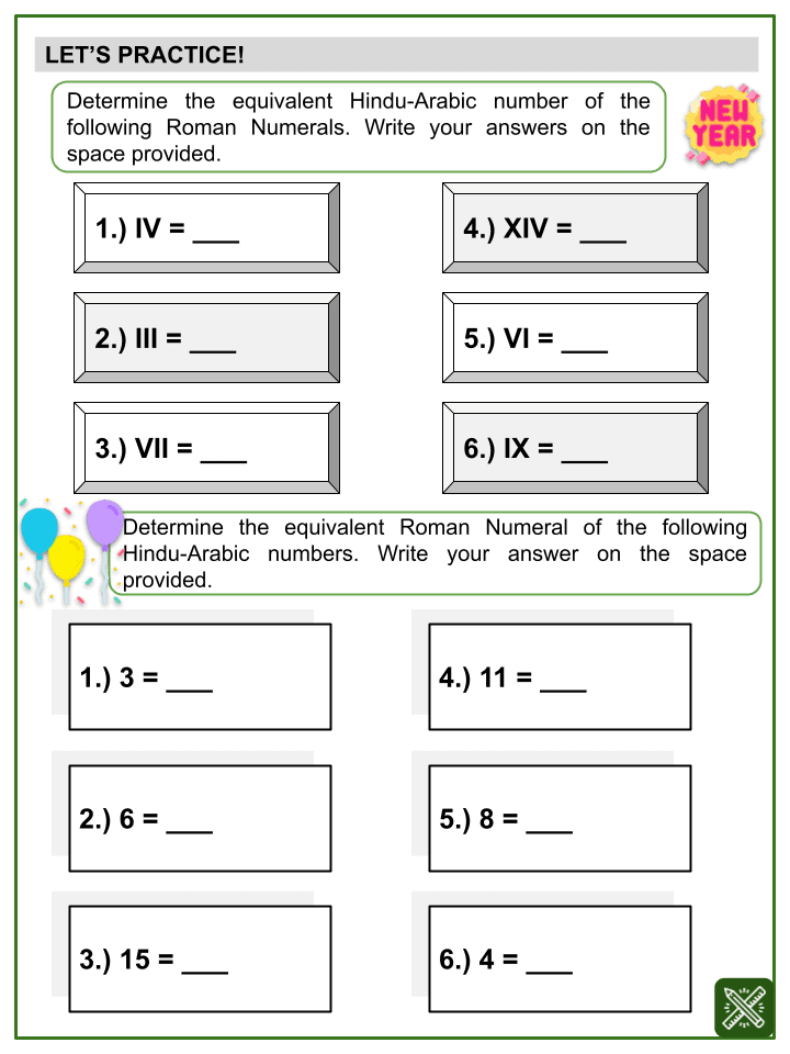 Roman Numerals Math Worksheets Ages 79 Activities