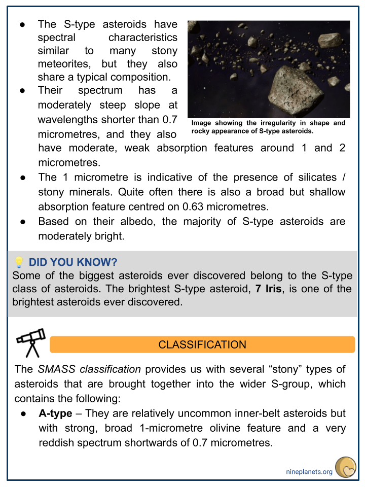 Stype Asteroids Worksheet Facts, Location & Formation