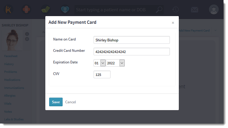 Add Patient Payment Card Kareo Help Center