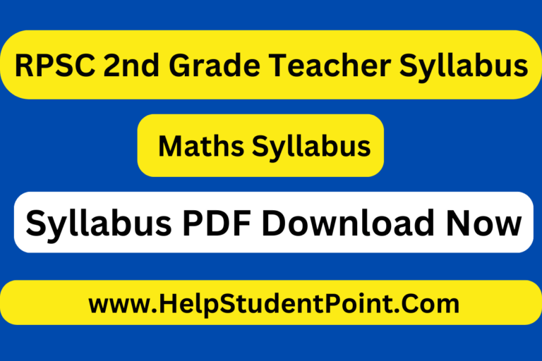RPSC 2nd Grade Maths Syllabus PDF In HindiRPSC 2nd Grade Teacher