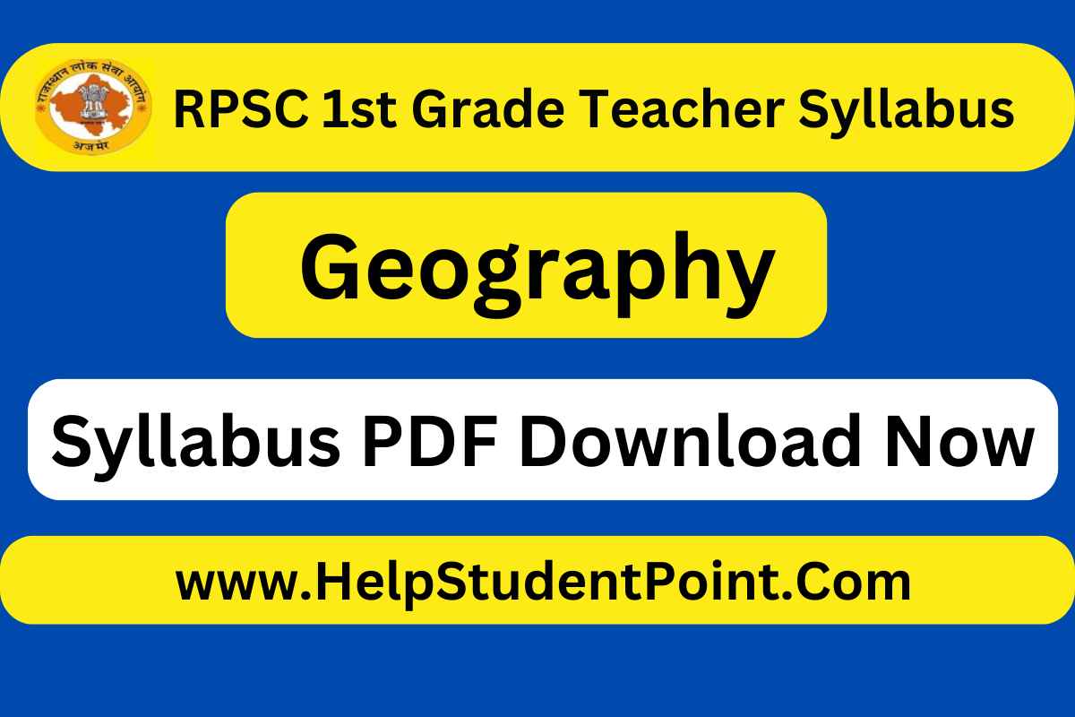 RPSC 1st Grade Geography Syllabus In Hindi PDF RPSC 1st Grade Teacher