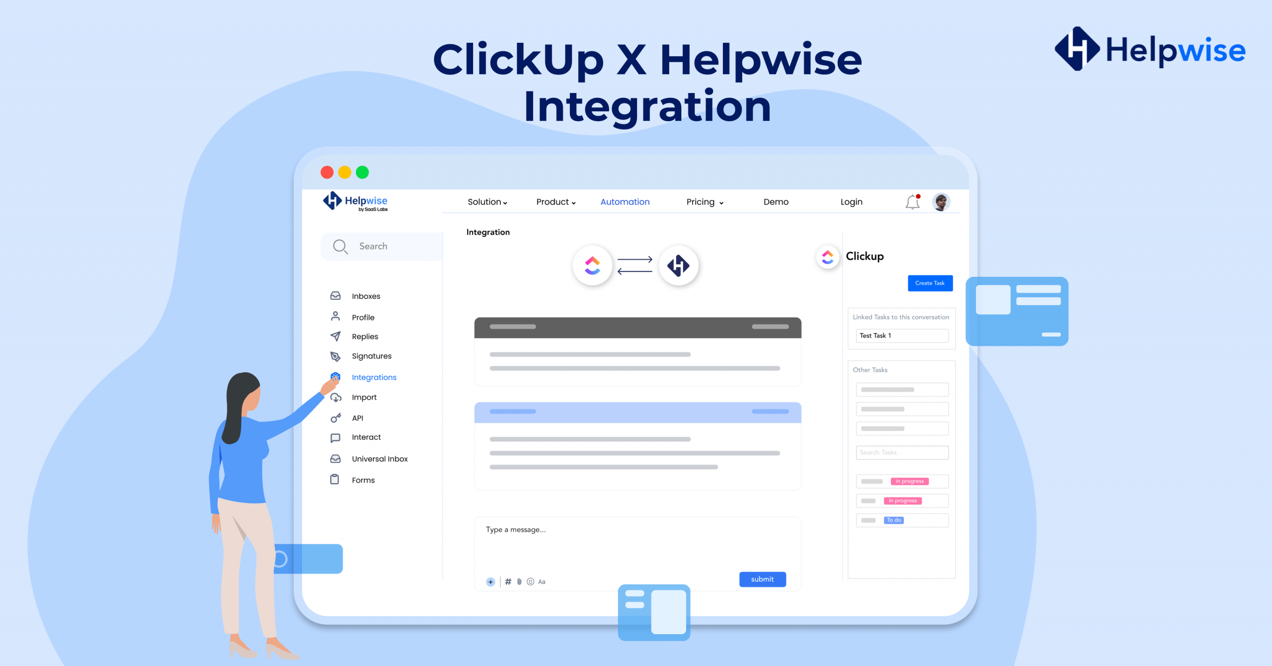 Quickly skim through tasks and conversations with ClickUp Integration!