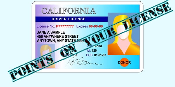 Points on your license California VC Violations