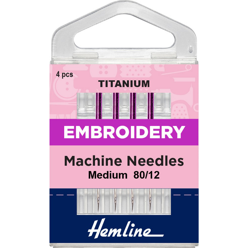 Embroidery Machine Needles Medium Titanium 80/12 4 pcs Hemline