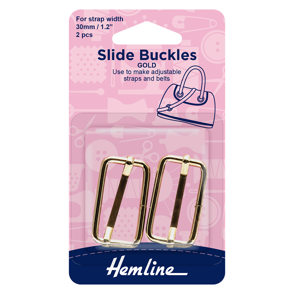 Slide Buckles 16 x 30mm / 5/8″ x 1 3/16″ Gold 2 pcs Hemline