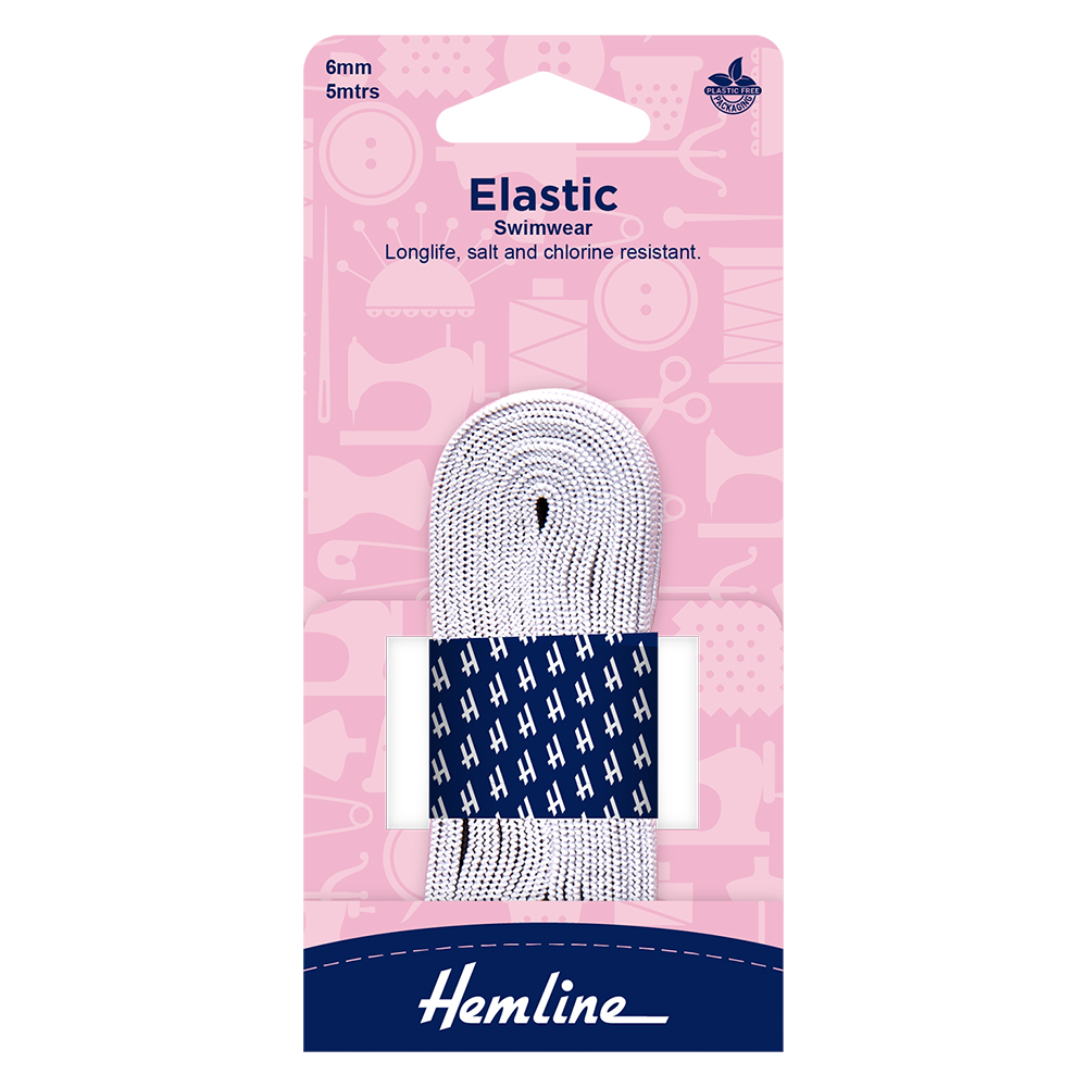 Elastic Swimwear 6mm x 5m / 1/4″ x 5.5yds White Hemline