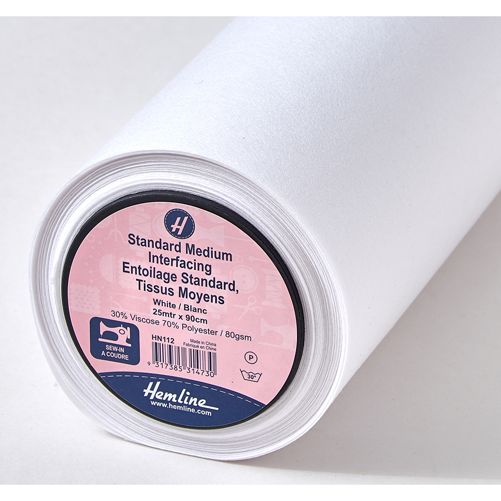Standard Medium Interfacing 25mtr x 90cm Interfacing White 1 roll Hemline