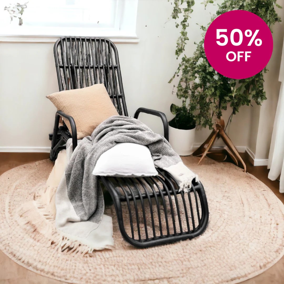 Hemma Furniture Honolulu Rattan Chaise Lounge Black Hemma Online