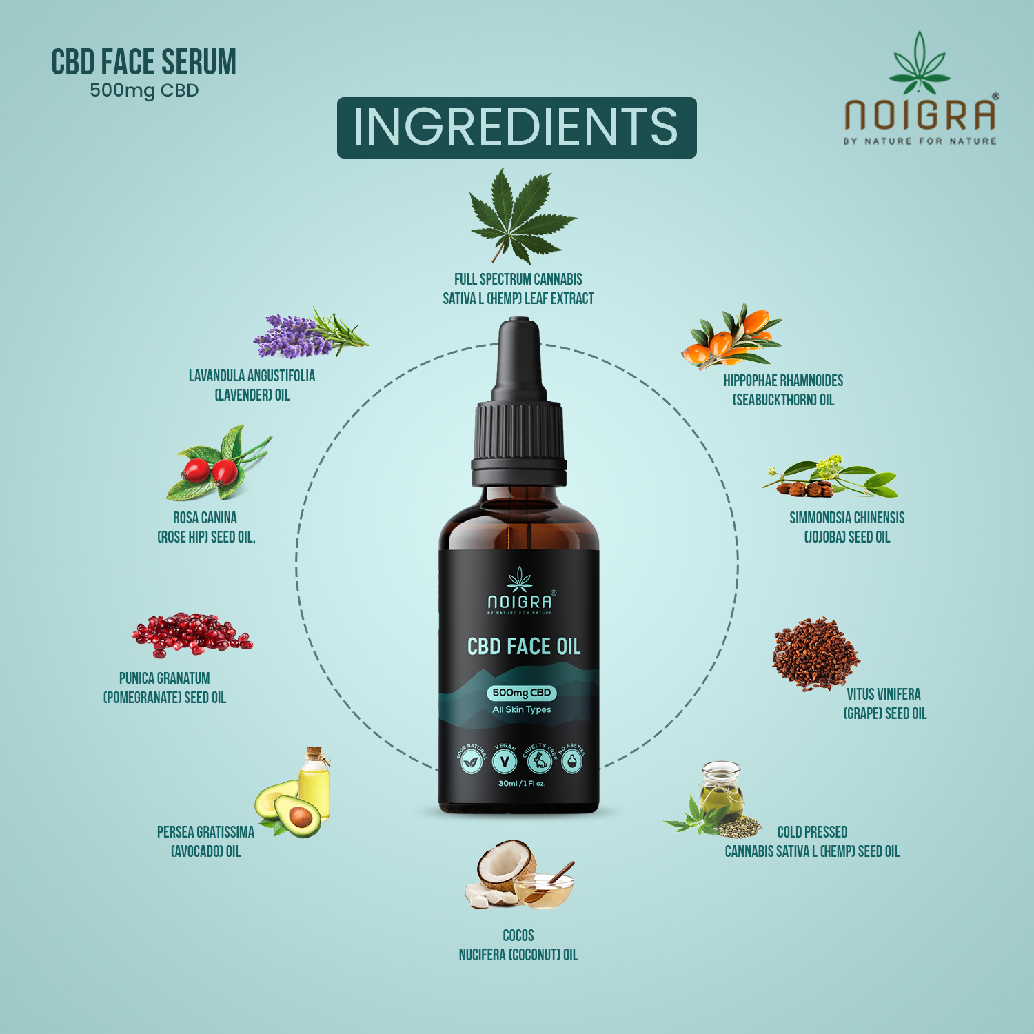 Noigra CBD Face Oil 500mg CBD Hempistani