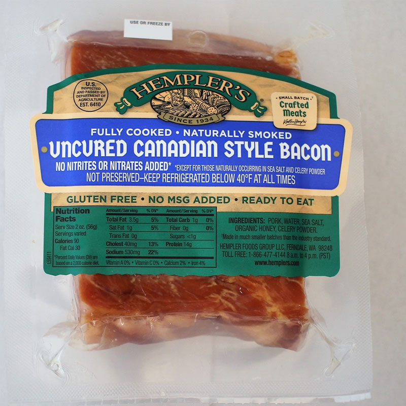 Uncured Canadian Bacon Hempler's Foods