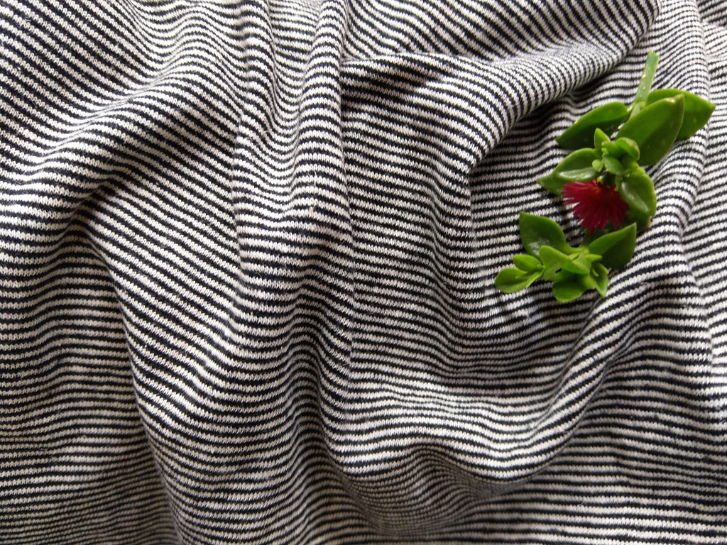 Hemp Organic Cotton Striped Lightweight Knit Black/White Hemp