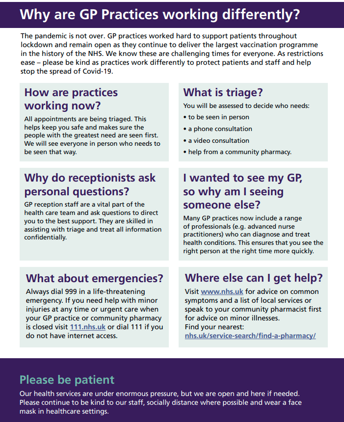 Why Are GP Practices Working Differently? « Hendon Way Surgery