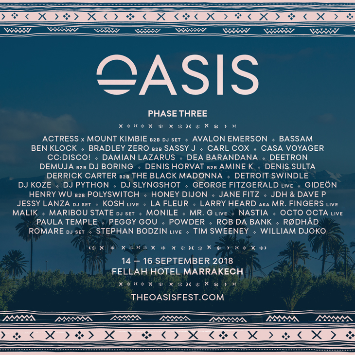 oasis festival 2023 line up DESTINATION MOROCCO OASIS FESTIVAL 2018 ANNOUNCES PHASE 3 LINE UP WITH