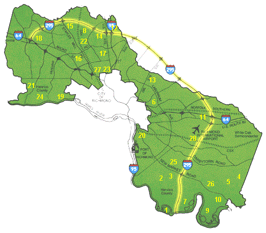 Map Of Henrico County Va Historical Points of Interest County of Henrico, Virginia