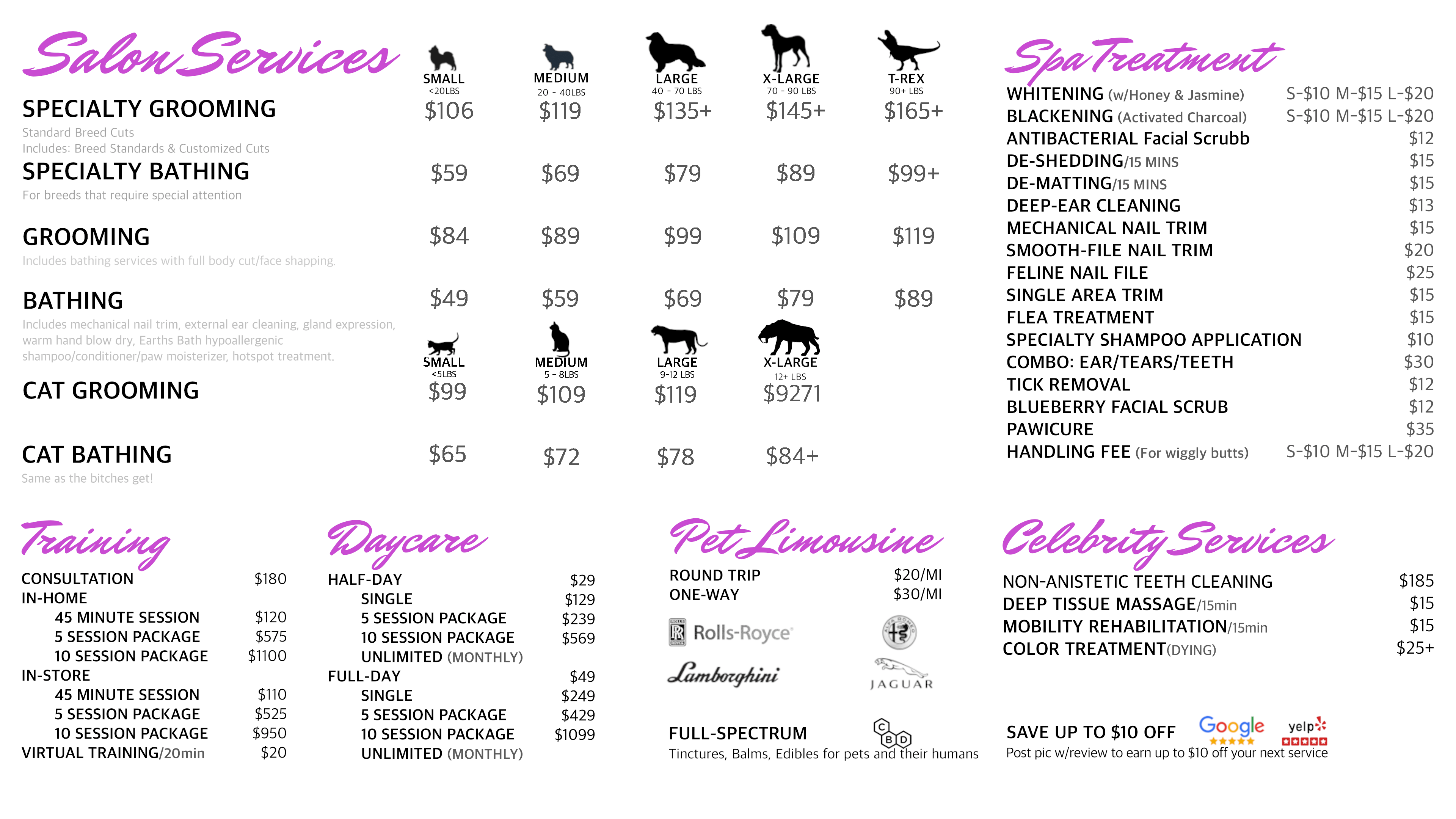 Pricing and Services Collar & Comb