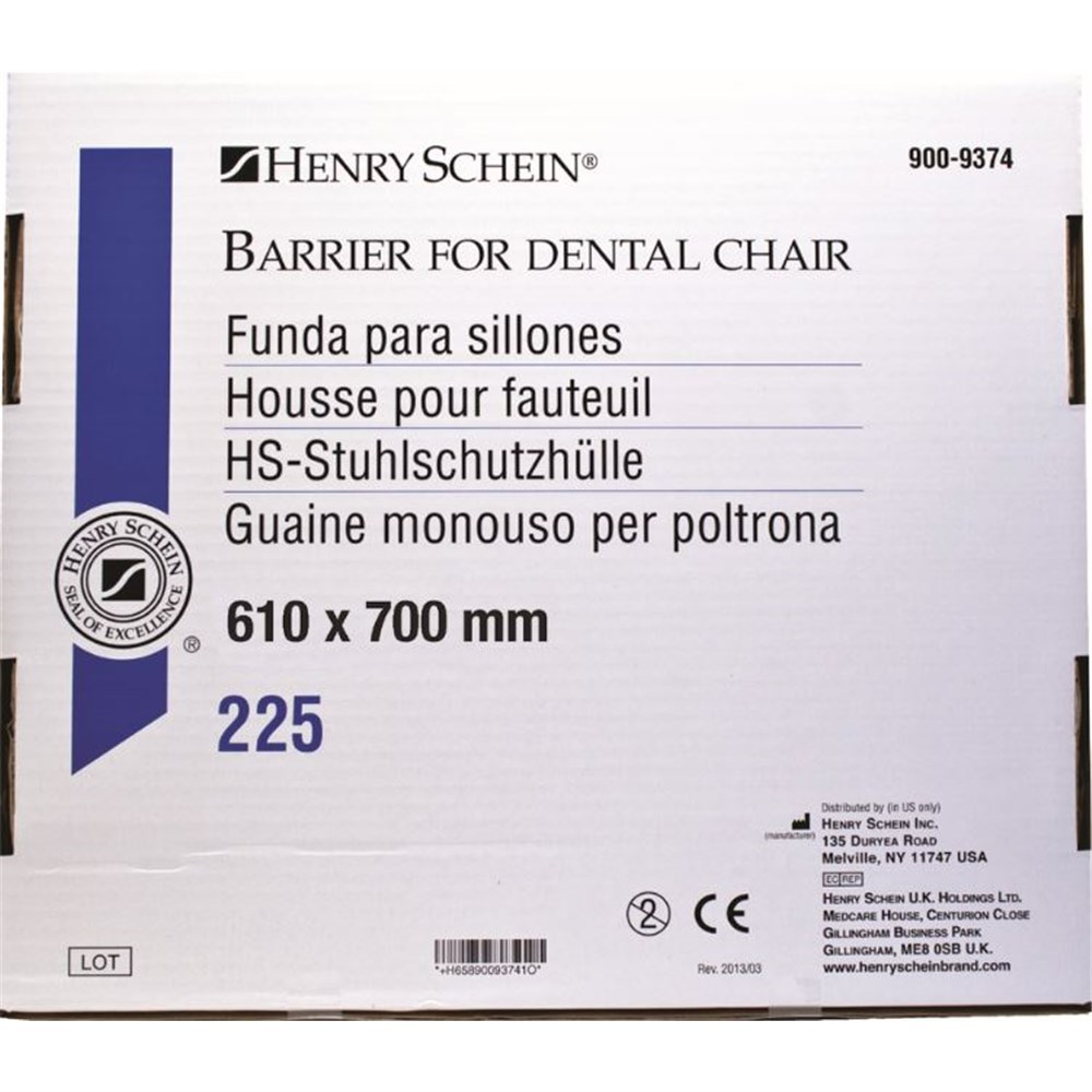 HS9009374 Henry Schein Barrier Sleeves Dental Chair 70cm x 61cm