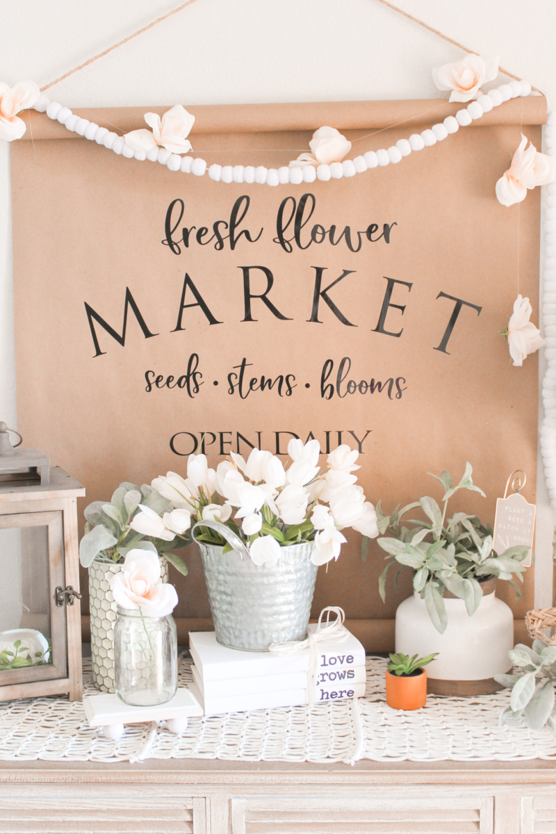 Farmhouse Spring Entryway W/1 DIY Paper Scroll Wall Decor Her Happy Home