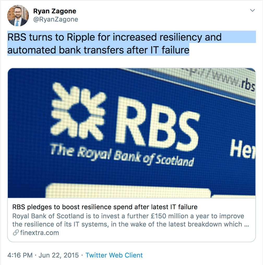 The Royal Bank of Scotland (RBS) is a Ripple’s Customer. Find Out! Herald Sheets
