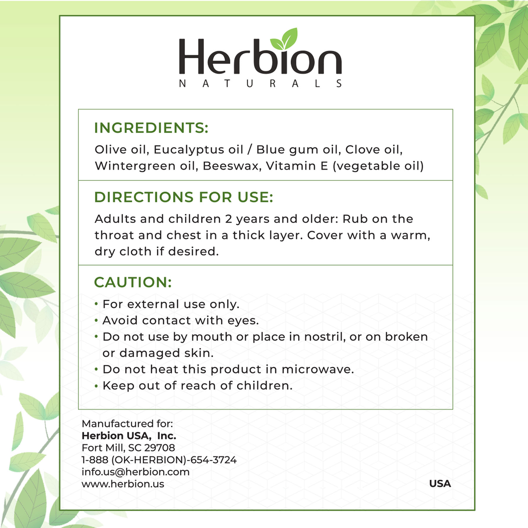 Herbion Naturals Chest Rub Herbion Naturals