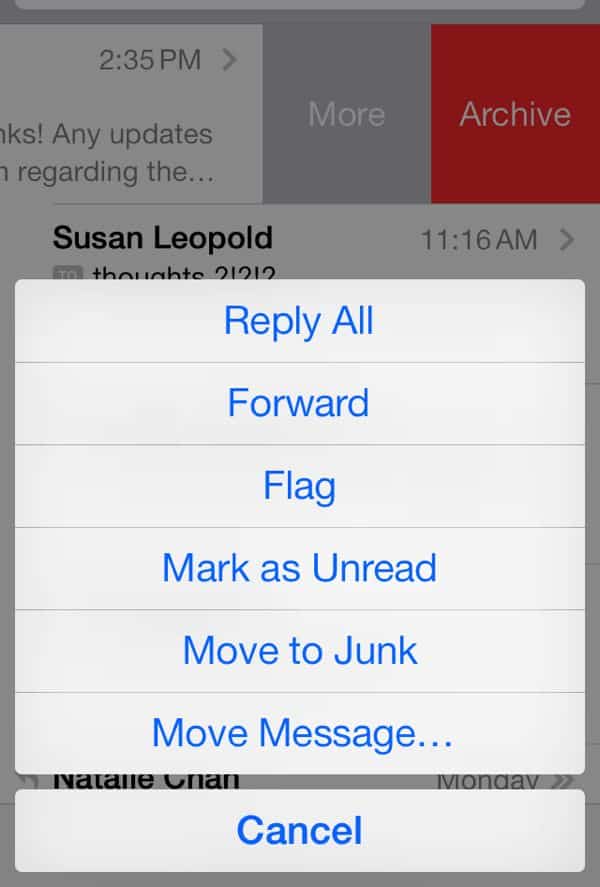 iOS 7 tip Can't swipe to delete an email? Here's why here's the thing