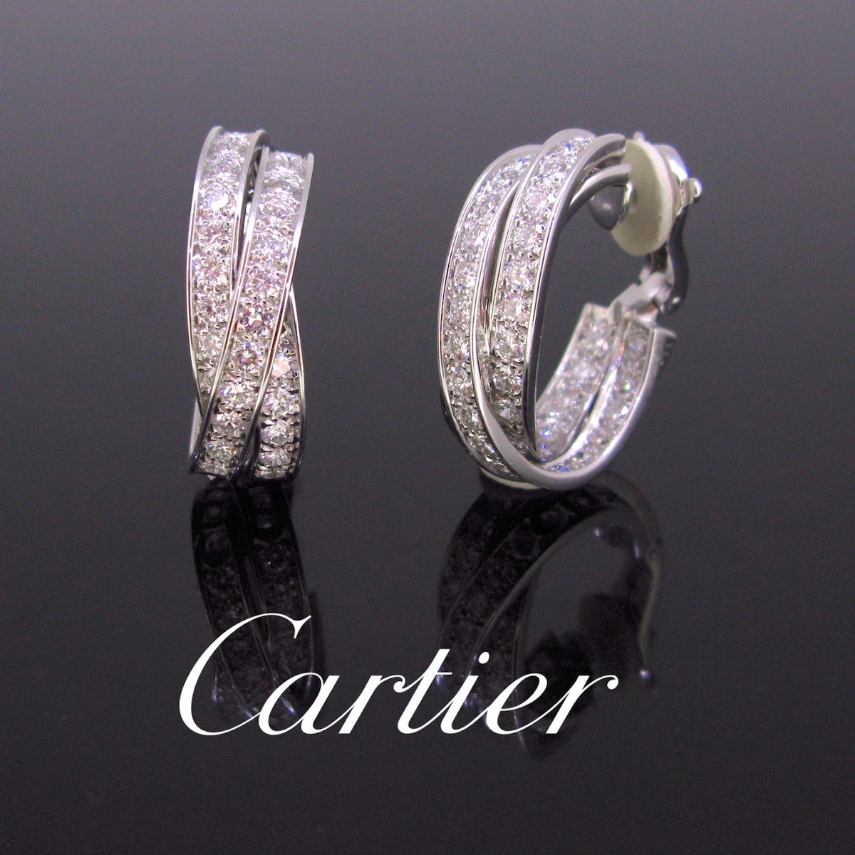 Cartier Trinity 6ct Diamonds Hoop Earrings Heritagem