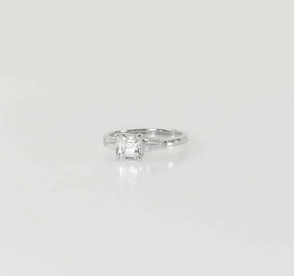 Dainty Square Engagement Ring Sterling Silver Natural Herkimer Diamond