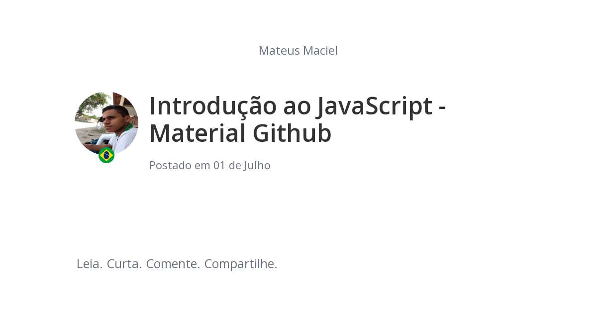 Introdução ao JavaScript Material Github
