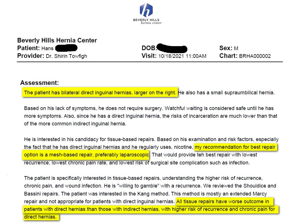 Medical Reports Hernia Hope