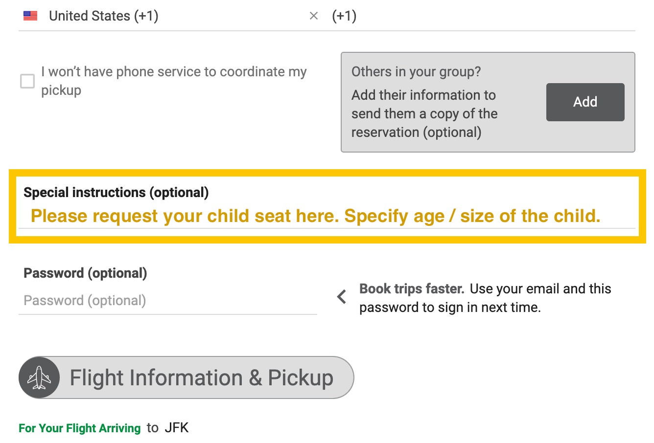 How do I request a Child Seat, Baby Seat, or Booster Seat for my Ride