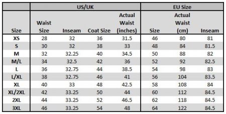 Pants Size Charts - He Spoke Style Shop
