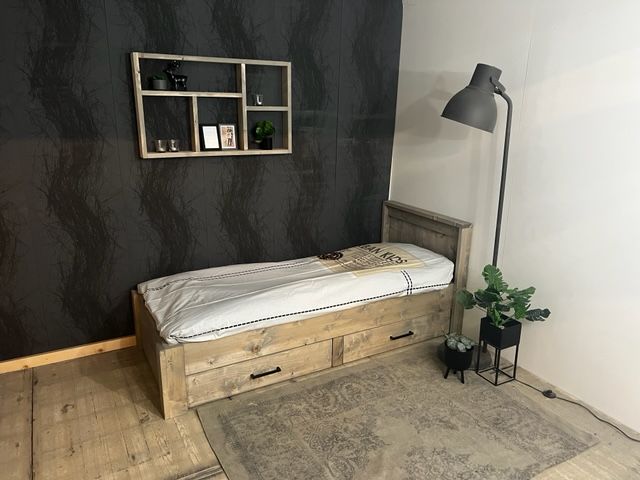 1-Persoons Bed Met 2 Lades Kopen | Het Steigerhouthuis