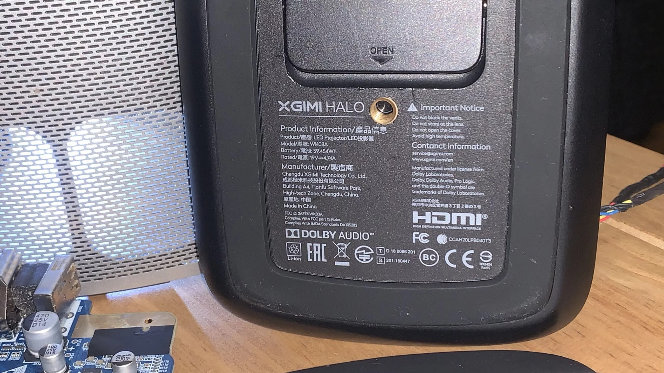 xgimi HALO WK03A Projector Repair Hetztronics Tech Co