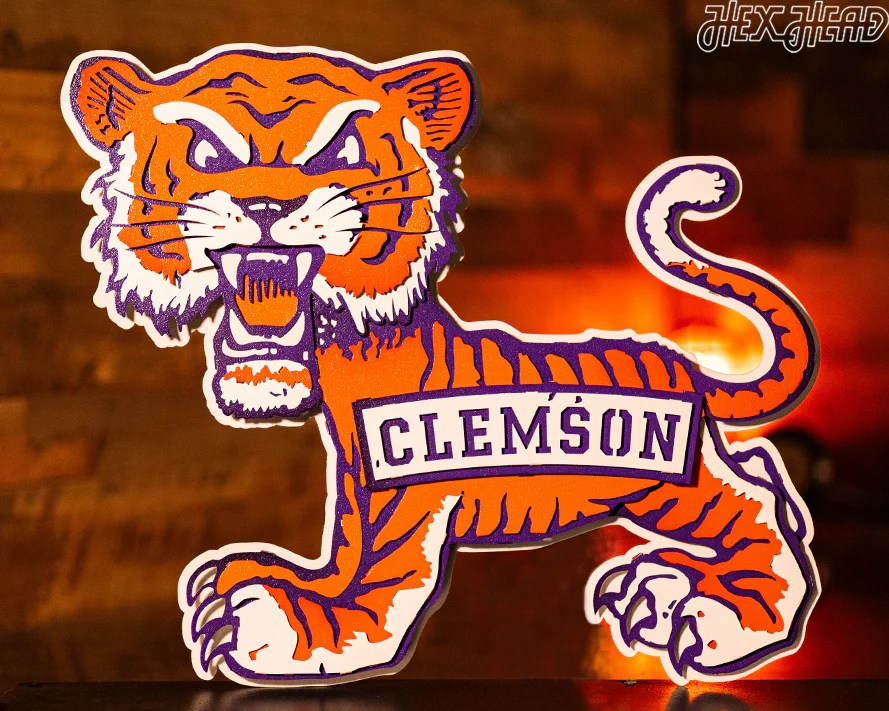 Clemson Tigers Vintage Metal Wall Art Hex Head Art