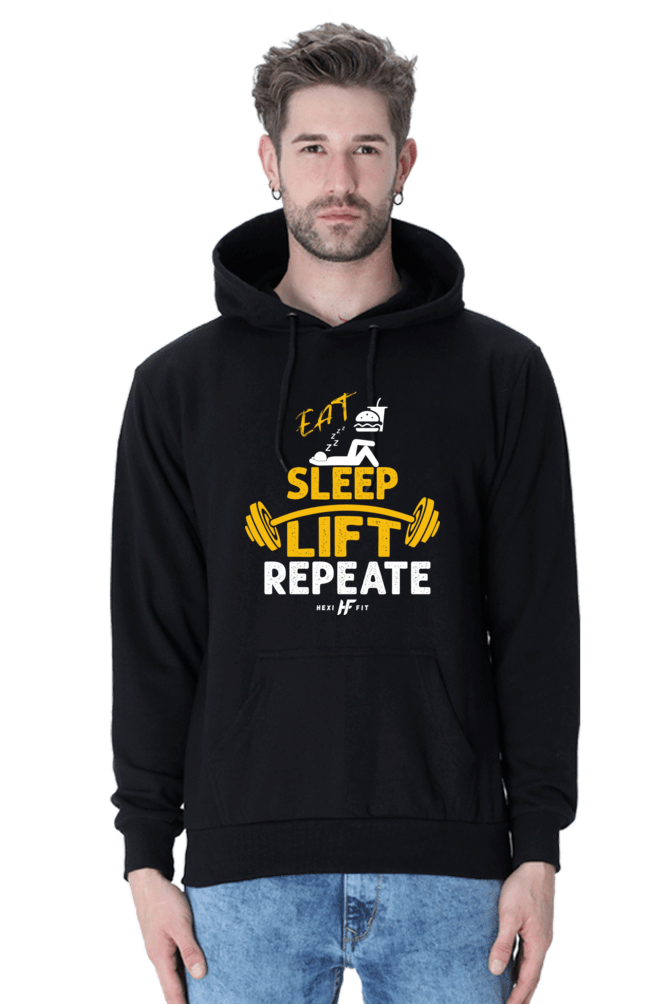 Eat sleep lift repeat hoodies with quotes for men Hexifit