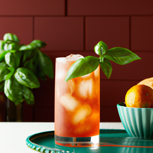 Basil Bourbon Sparkler, Bourbon and Aperol cocktail with basil and lime
