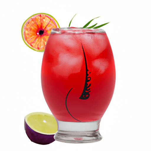 Bermuda Sunset, Tropical rum cocktail with strawberry hibiscus juice