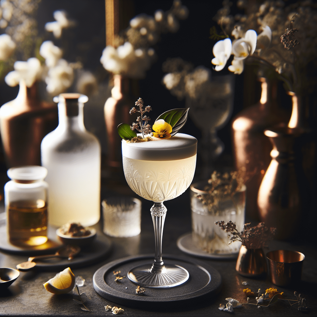 Ethereal Elixir, Vodka and St Germain cocktail with egg whites