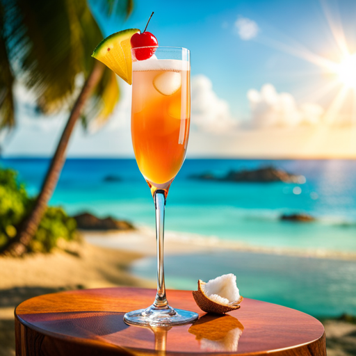 Lychee Breeze, Tropical rum cocktail with lychee fruit