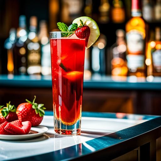 Ruby Rye Smash, Refreshing cocktail with rye whiskey and ripe strawberries
